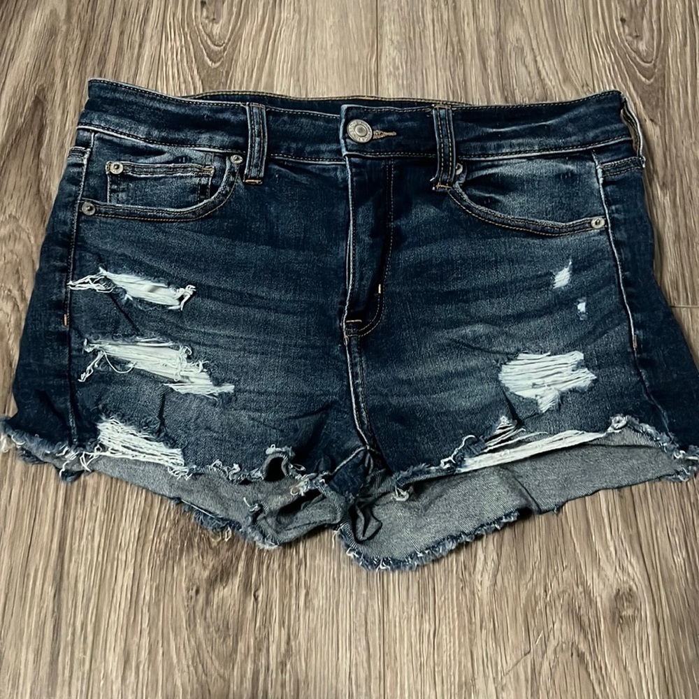 dark blue jean shorts